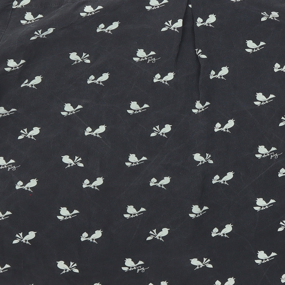 Juicy Couture Womens Black Geometric Silk Basic Blouse Size S Mock Neck - Bird Print