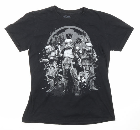 Star Wars Mens Black Polyester T-Shirt Size M Round Neck - stormtrooper