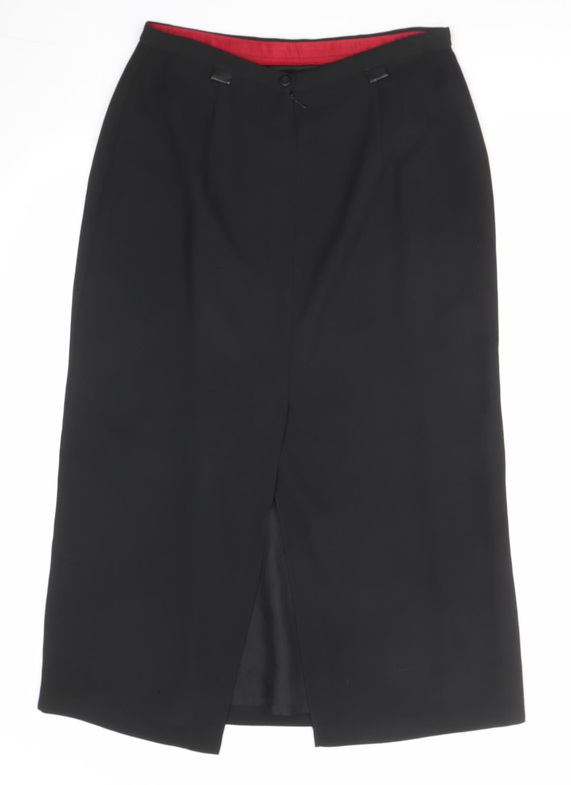 Roman Womens Black Polyester A-Line Skirt Size 16 Zip