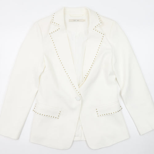 Costa Mani Womens White Jacket Blazer Size S Button