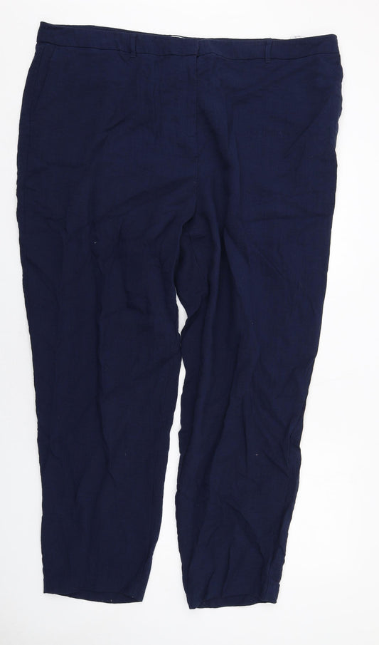 Classic Womens Blue Viscose Trousers Size 24 Regular Zip