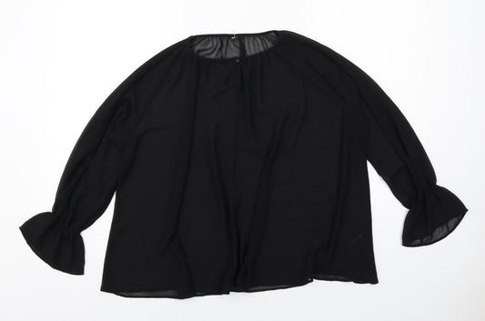 Uniqlo Womens Black Polyester Basic Blouse Size S Round Neck