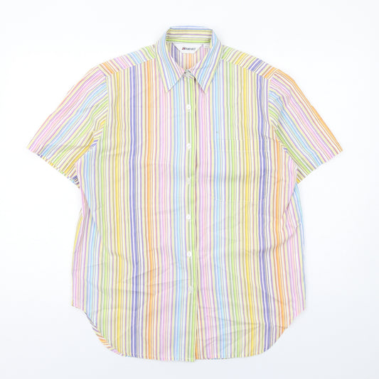 Damart Womens Multicoloured Striped Polyester Basic Button-Up Size 12 Collared