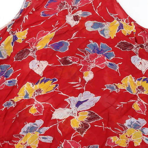 NEXT Womens Red Floral Viscose Basic Blouse Size 16 Collared - Cold Shoulder