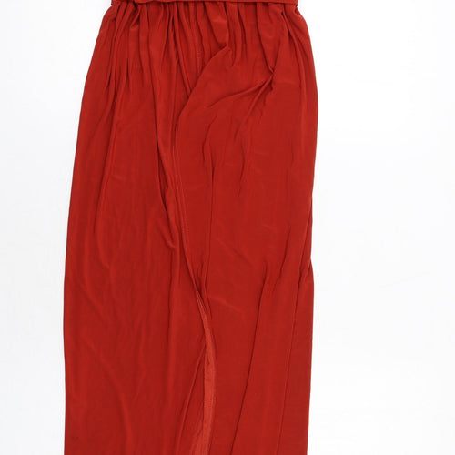 Boohoo Womens Red Polyester Maxi Size 8 V-Neck Pullover