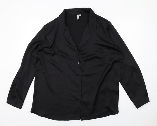 ASOS Womens Black Polyester Basic Button-Up Size 18 Collared