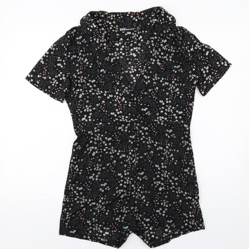 Oh My Days Womens Black Floral Viscose Playsuit One-Piece Size 8 Zip