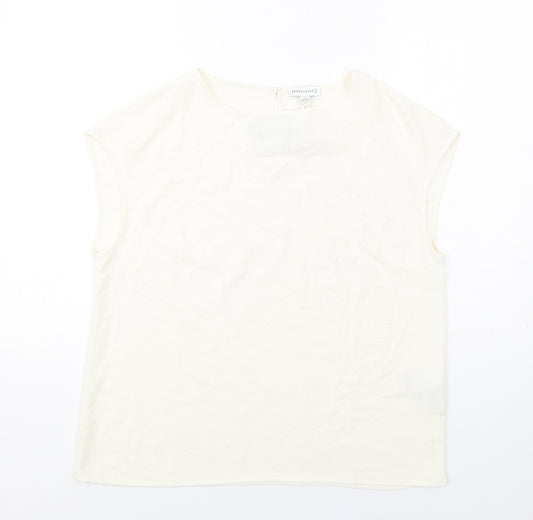 Warehouse Womens Ivory Polyester Basic T-Shirt Size 12 Round Neck