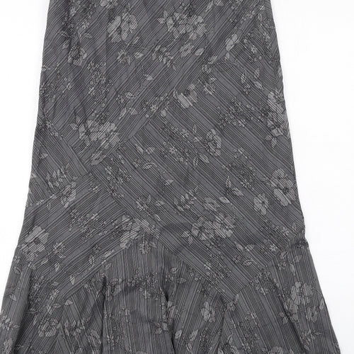 Per Una Womens Grey Floral Polyester Swing Skirt Size 8 Zip