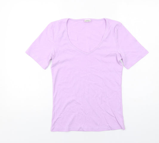 Damart Womens Purple Cotton Basic T-Shirt Size 10 V-Neck