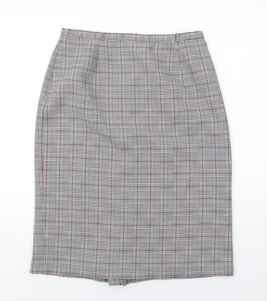 Bonmarché Womens Grey Plaid Polyester Straight & Pencil Skirt Size 16 Zip