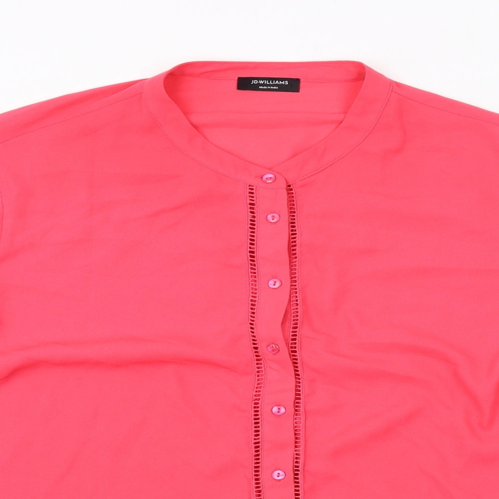 JD Williams Womens Pink Polyester Basic Button-Up Size 24 Round Neck