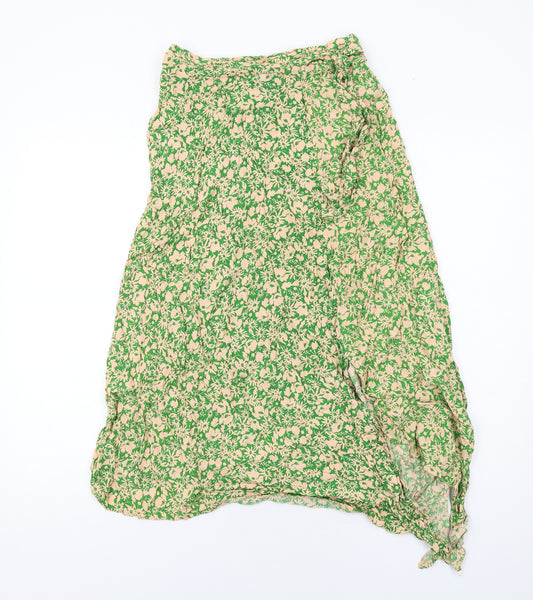 New Look Womens Green Floral Viscose Peasant Skirt Size 8