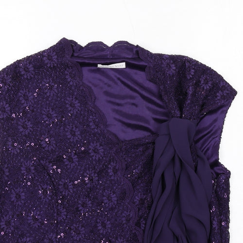 Jacques Vert Womens Purple Polyamide Basic Blouse Size 18 Scoop Neck - Scarf Detail
