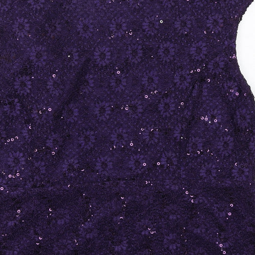 Jacques Vert Womens Purple Polyamide Basic Blouse Size 18 Scoop Neck - Scarf Detail