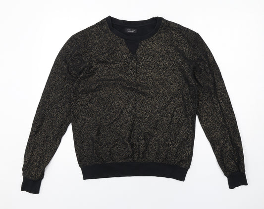 Zara Mens Black Geometric Cotton Pullover Sweatshirt Size M