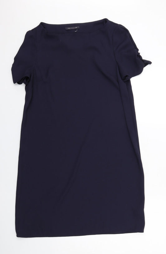 Marks and Spencer Womens Blue Polyester T-Shirt Dress Size 14 Round Neck Pullover