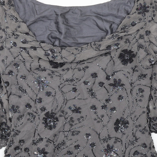 Fenn Wright Manson Womens Grey Polyester Basic Blouse Size 12 Boat Neck - Embellished