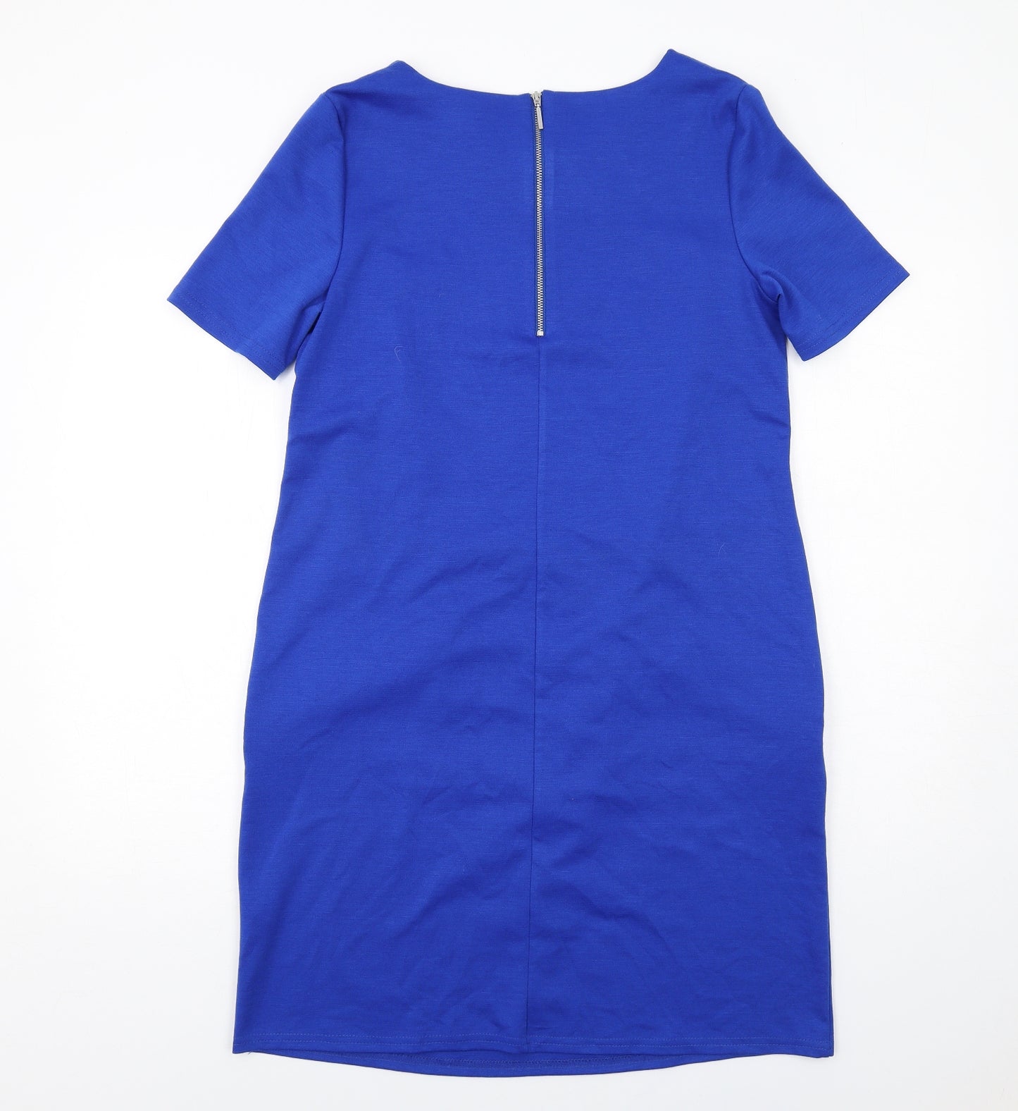 Wallis Womens Blue Polyester Shift Size 12 Boat Neck Zip