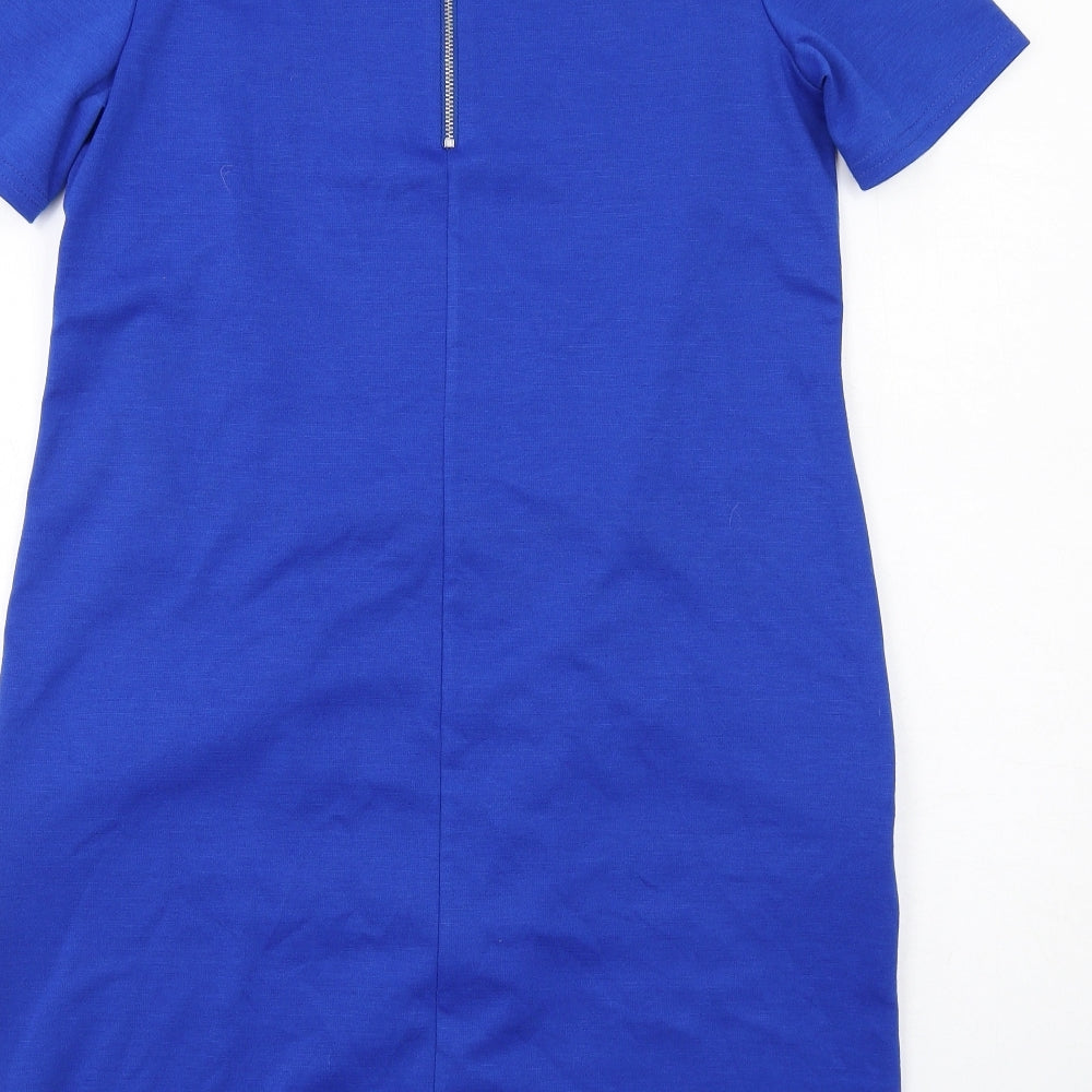 Wallis Womens Blue Polyester Shift Size 12 Boat Neck Zip