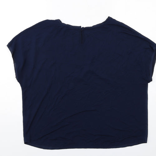 Marks and Spencer Womens Blue Polyester Basic T-Shirt Size 18 Round Neck