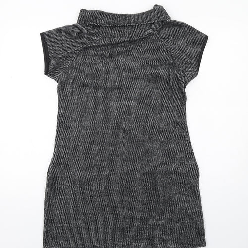 Quiz Womens Grey Acrylic Jumper Dress Size 16 Roll Neck Pullover