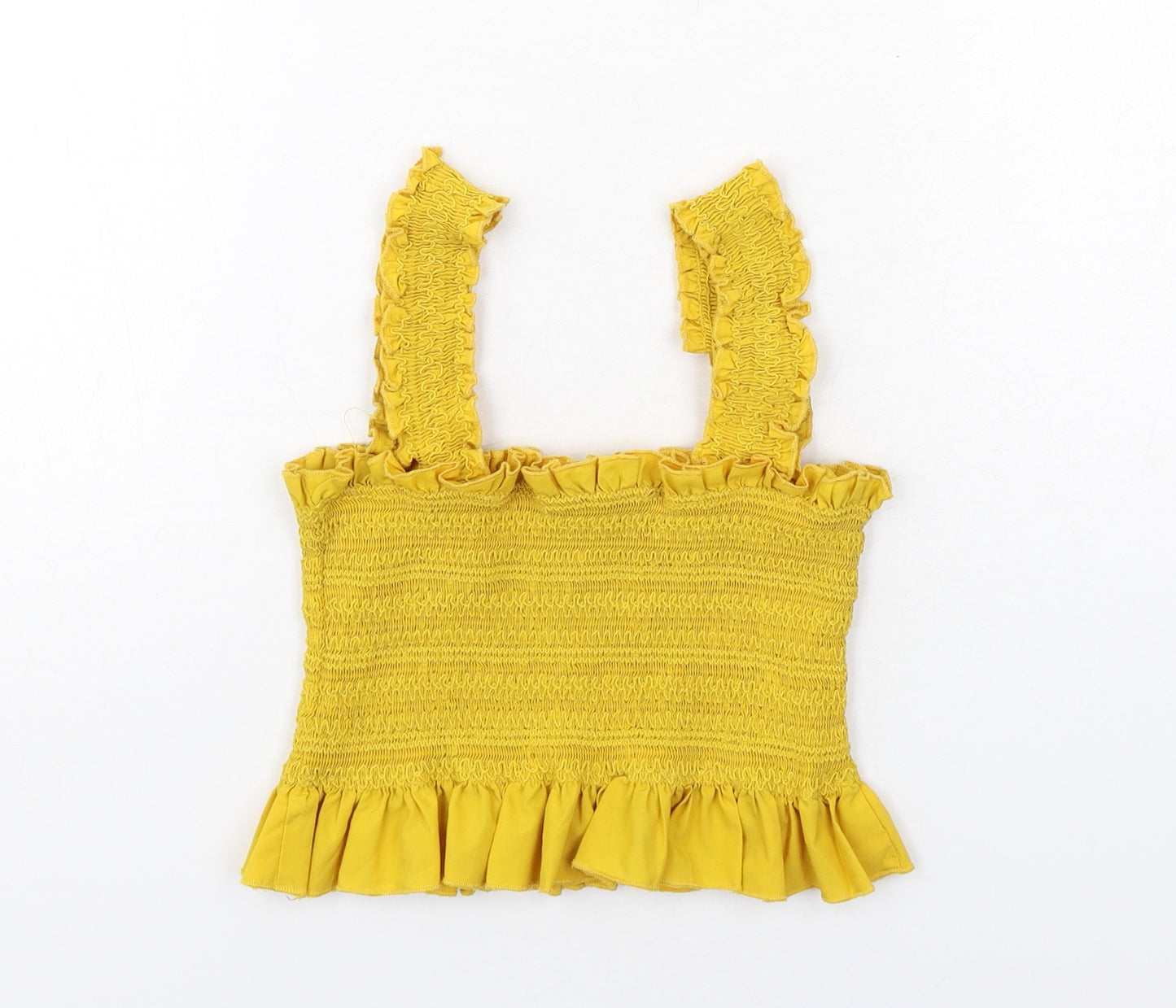 FOREVER 21 Womens Yellow Polyester Basic Tank Size S Square Neck - Shirred