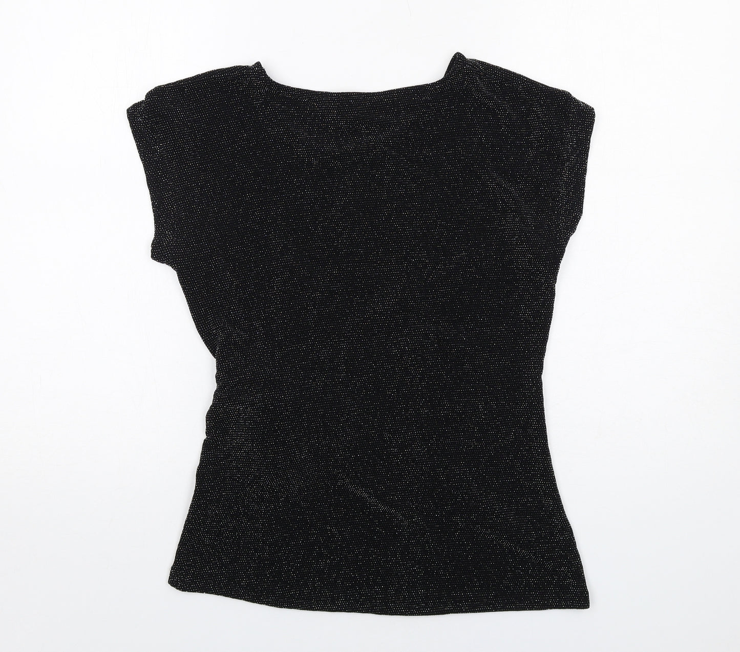 Debenhams Womens Black Nylon Basic Blouse Size 14 Round Neck