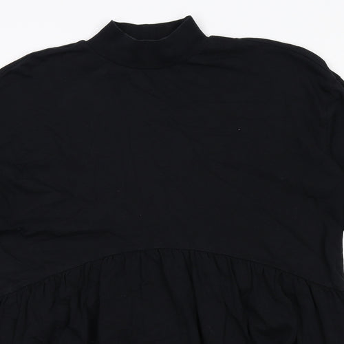 ASOS Womens Black Cotton Jumper Dress Size 12 Mock Neck Pullover