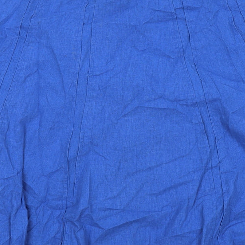 M&Co Womens Blue Linen Swing Skirt Size 16 Zip