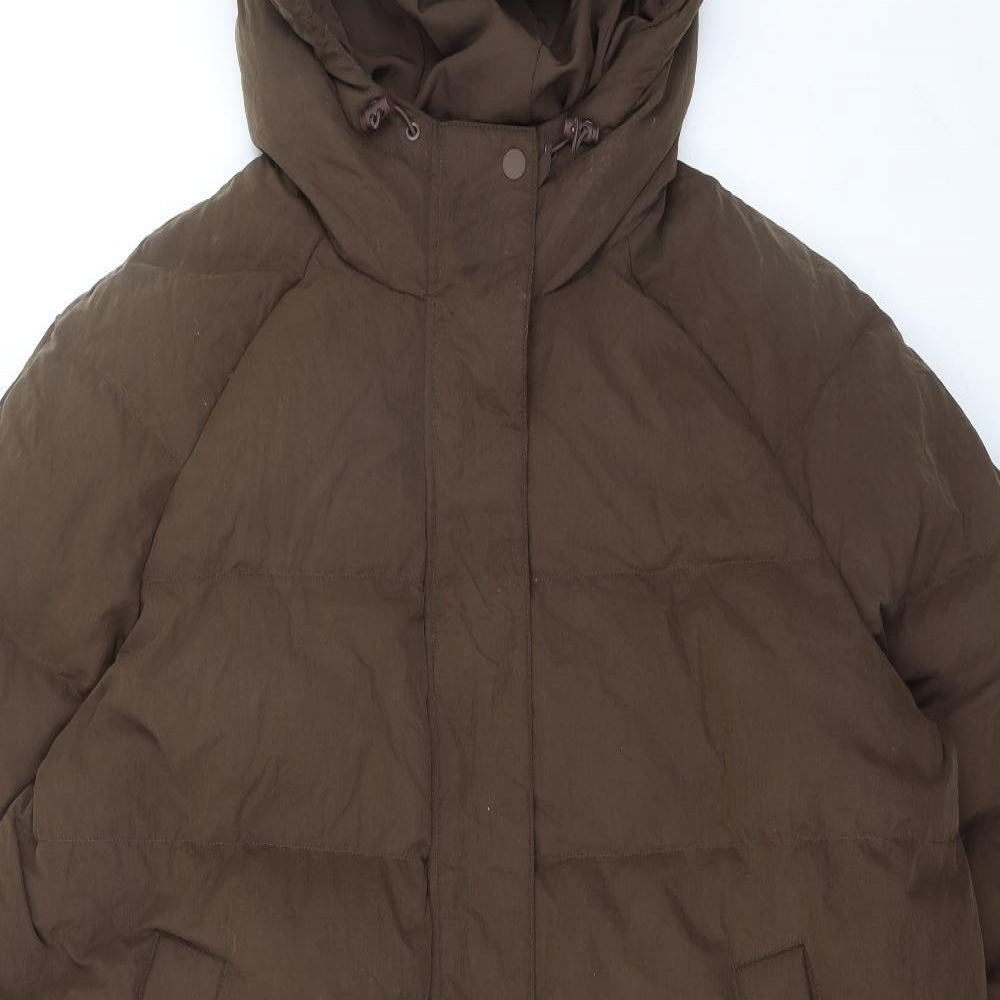 Per Una Womens Brown Quilted Coat Size 18 Zip