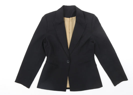 NL Collection Womens Black Polyester Jacket Blazer Size 12