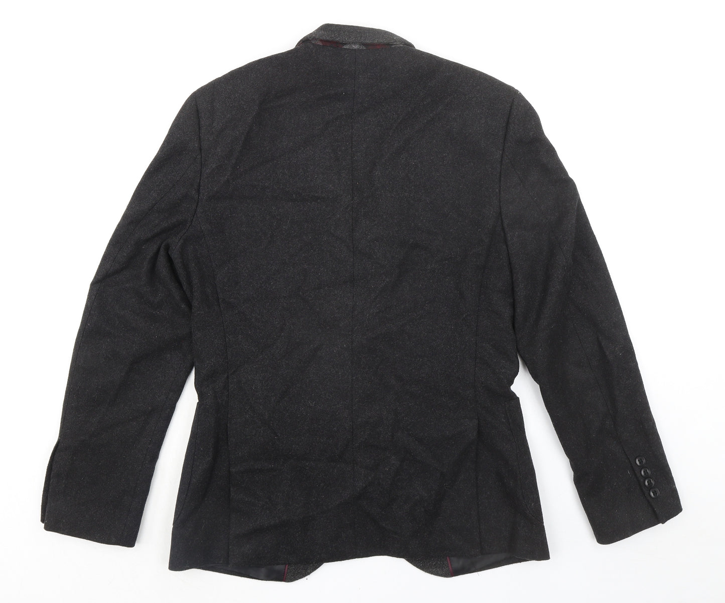 MOSS LONDON Mens Black Polyester Jacket Blazer Size 38 Regular