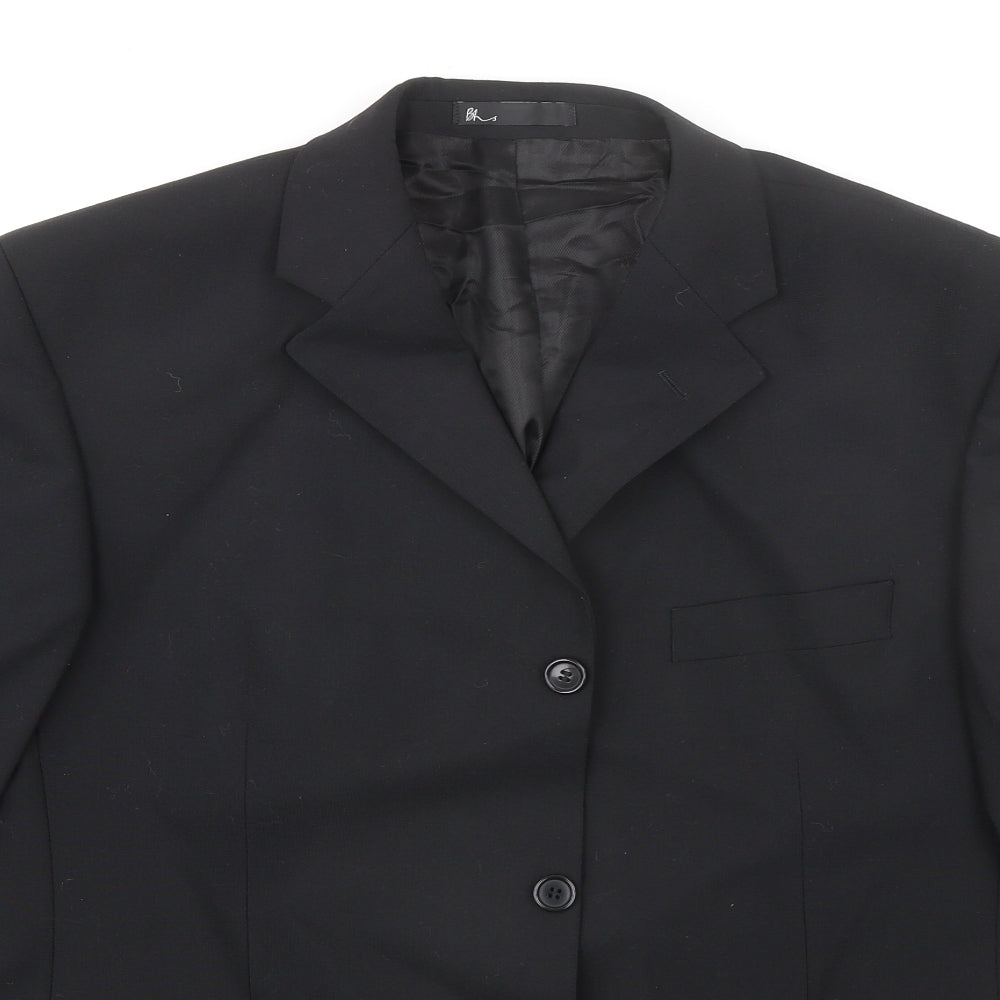 BHS Mens Black Polyester Jacket Suit Jacket Size 42 Regular