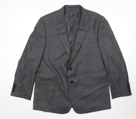 Jaeger Mens Grey Wool Jacket Suit Jacket Size 44 Regular