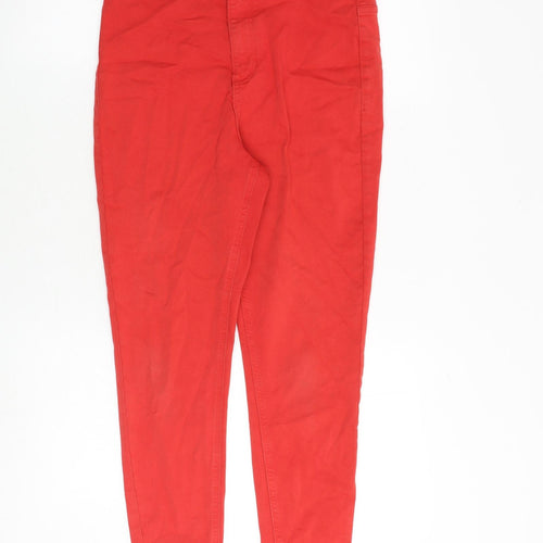 Marks and Spencer Womens Red Cotton Skinny Jeans Size 12 Slim Zip