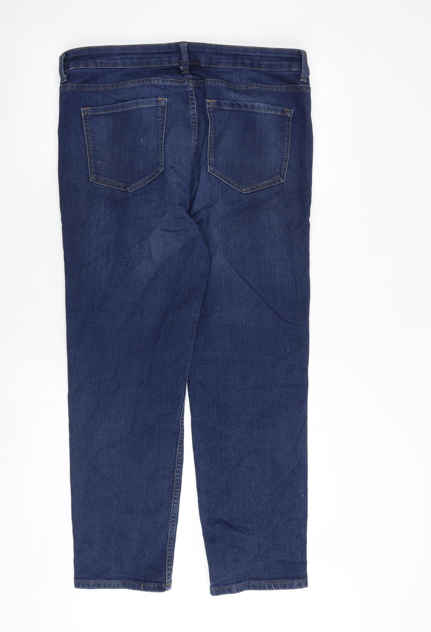Marks and Spencer Womens Blue Cotton Straight Jeans Size 16 Regular Zip