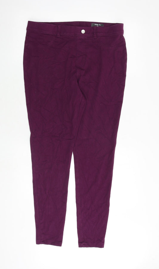 TU Womens Purple Cotton Skinny Jeans Size 16 Slim Zip