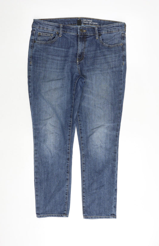 Gap Womens Blue Cotton Tapered Jeans Size 14 Regular Zip