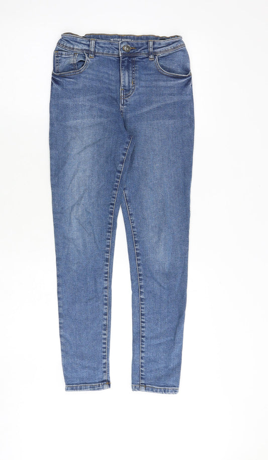 Denim & Co. Boys Blue Cotton Skinny Jeans Size 10-11 Years Slim Zip