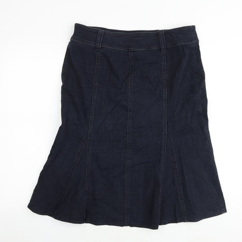 Per Una Womens Blue Cotton Swing Skirt Size 14 Zip