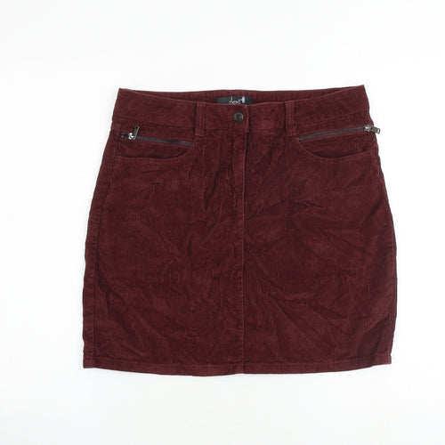 NEXT Womens Red Cotton A-Line Skirt Size 12 Zip