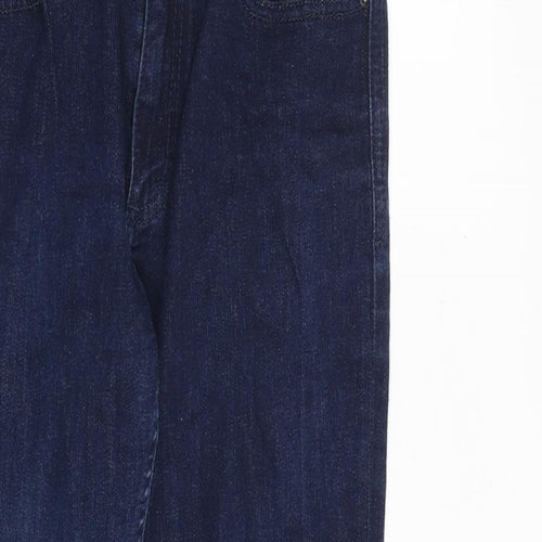 Marks and Spencer Womens Blue Cotton Tapered Jeans Size 8 Regular Zip