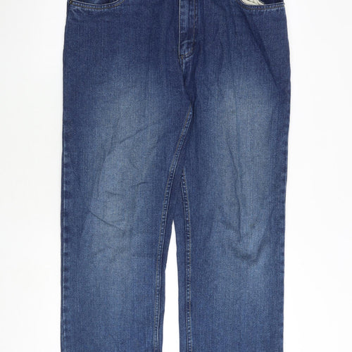 True Vintage Mens Blue Cotton Straight Jeans Size 36 in L29 in Regular Zip