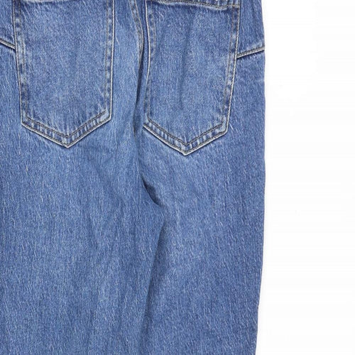 New Look Womens Blue Cotton Mom Jeans Size 8 Regular Zip