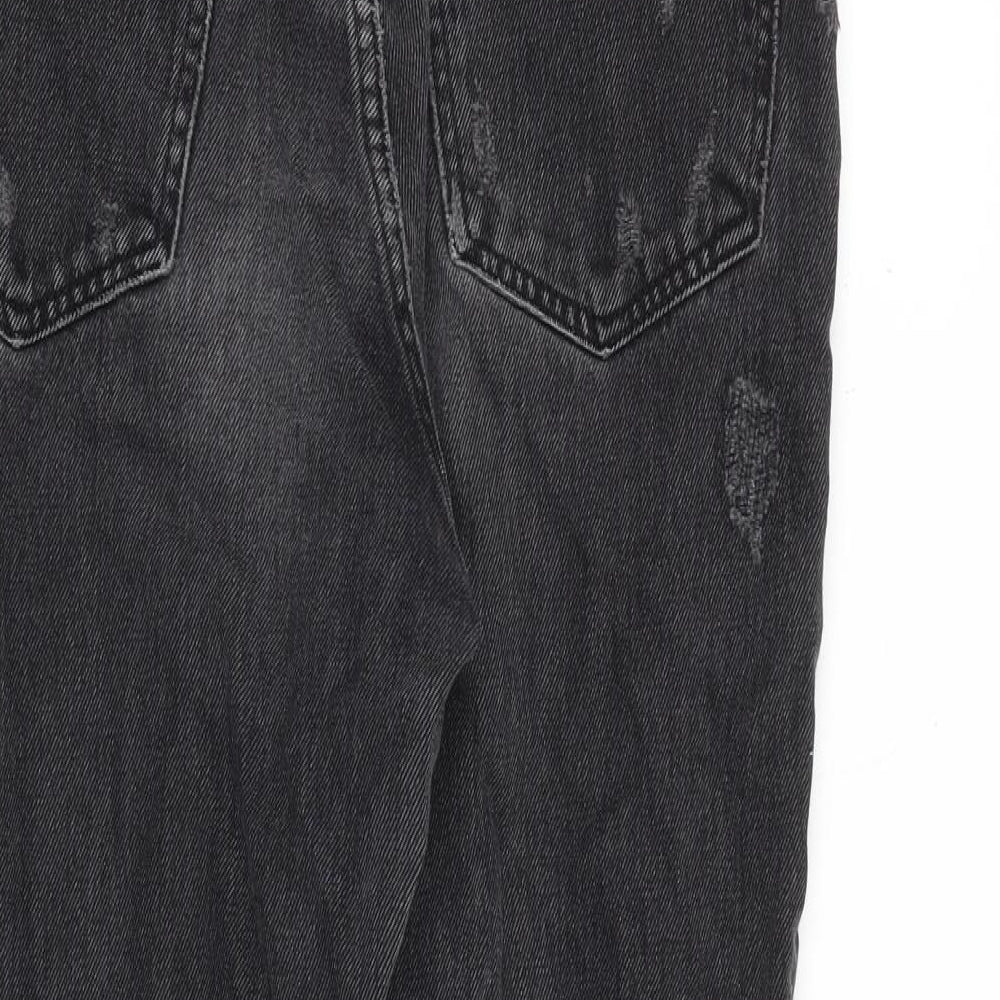 River Island Womens Grey Cotton Straight Jeans Size 10 Regular Zip