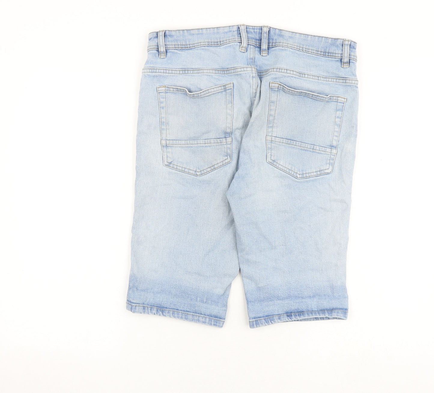 NEXT Mens Blue Cotton Bermuda Shorts Size 32 in Slim Button