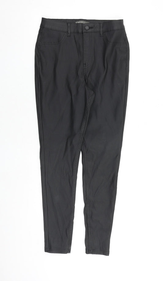 Denim & Co. Womens Black Polyester Trousers Size 10 Regular Zip - Coated