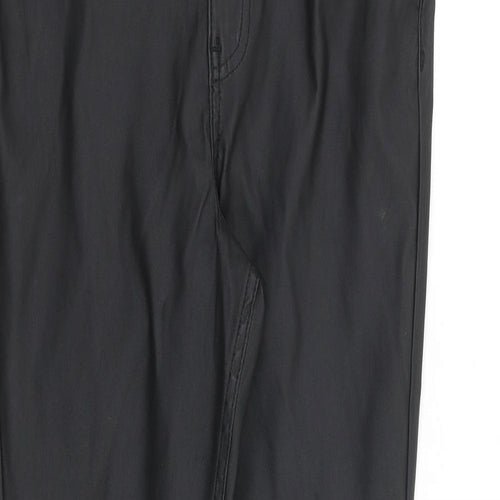 Denim & Co. Womens Black Polyester Trousers Size 10 Regular Zip - Coated