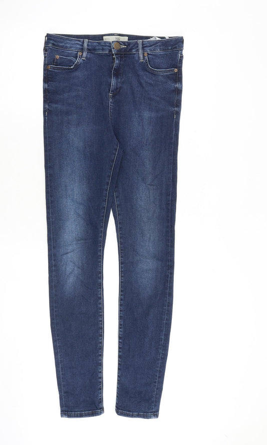 Topshop Womens Blue Cotton Skinny Jeans Size 30 in L34 in Regular Zip
